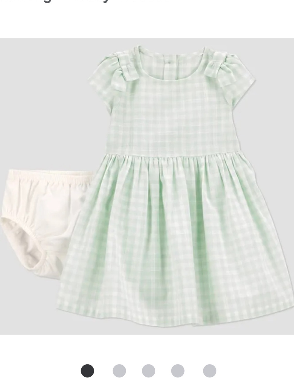 Carter's Just One You Baby Girls' Gingham Dress Green Plaid Size 3M NWT